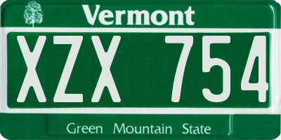 VT license plate XZX754
