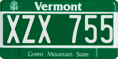 VT license plate XZX755