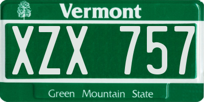 VT license plate XZX757