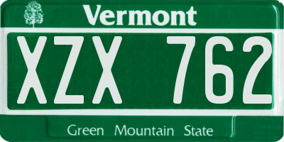 VT license plate XZX762