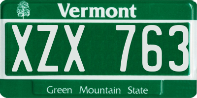 VT license plate XZX763
