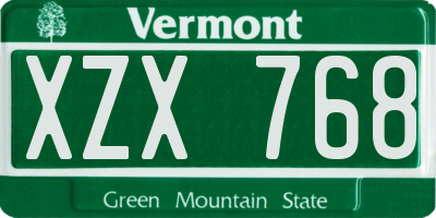 VT license plate XZX768