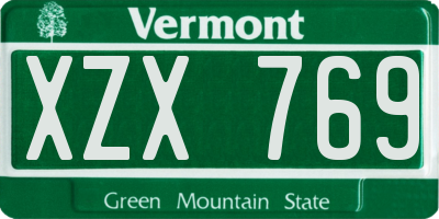 VT license plate XZX769