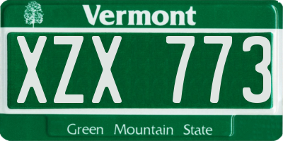 VT license plate XZX773