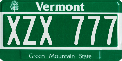 VT license plate XZX777