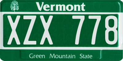 VT license plate XZX778