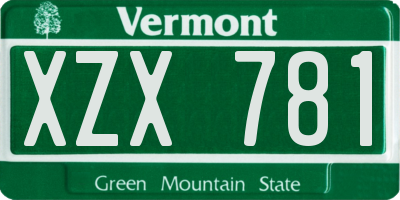VT license plate XZX781