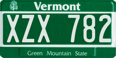 VT license plate XZX782