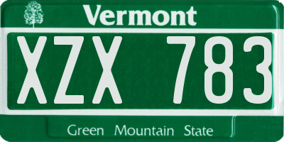 VT license plate XZX783