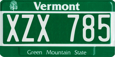 VT license plate XZX785