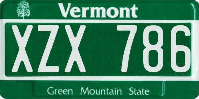 VT license plate XZX786