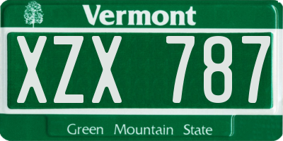 VT license plate XZX787