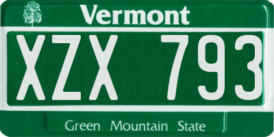 VT license plate XZX793