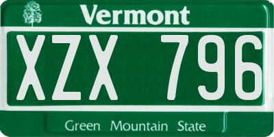 VT license plate XZX796