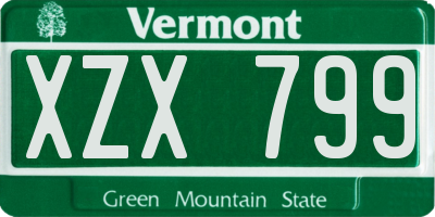 VT license plate XZX799