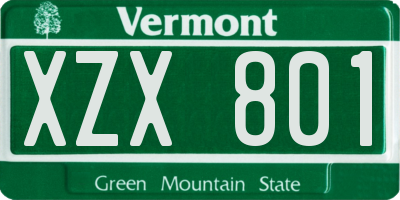 VT license plate XZX801