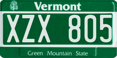 VT license plate XZX805