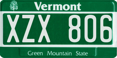 VT license plate XZX806