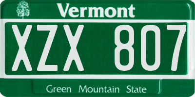 VT license plate XZX807