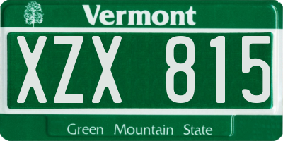 VT license plate XZX815