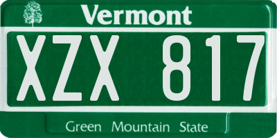 VT license plate XZX817