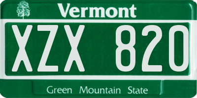 VT license plate XZX820