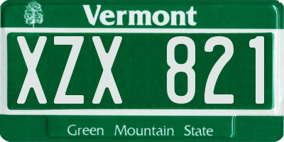 VT license plate XZX821