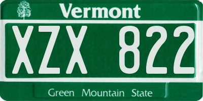VT license plate XZX822