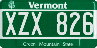 VT license plate XZX826