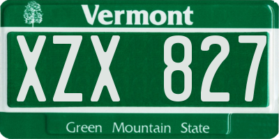VT license plate XZX827