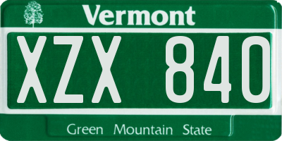 VT license plate XZX840