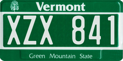 VT license plate XZX841