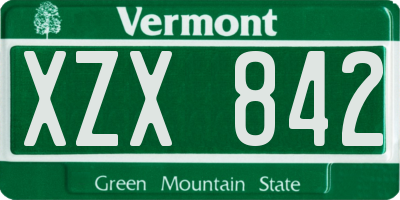 VT license plate XZX842