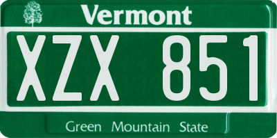 VT license plate XZX851