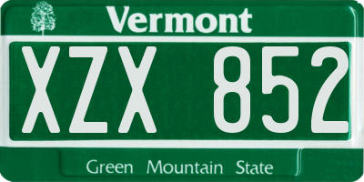 VT license plate XZX852