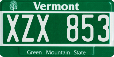VT license plate XZX853