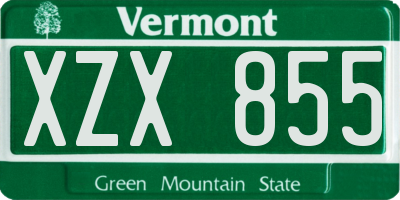 VT license plate XZX855