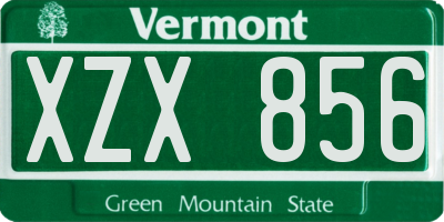 VT license plate XZX856