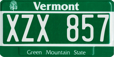 VT license plate XZX857