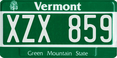 VT license plate XZX859