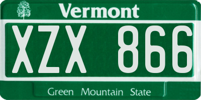 VT license plate XZX866