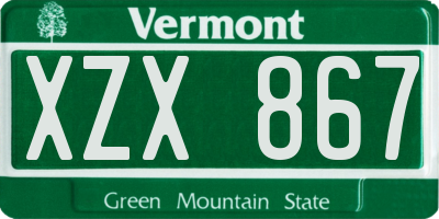 VT license plate XZX867