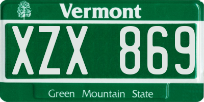 VT license plate XZX869