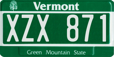 VT license plate XZX871