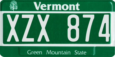 VT license plate XZX874