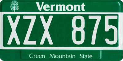 VT license plate XZX875