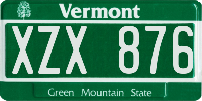 VT license plate XZX876