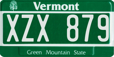 VT license plate XZX879