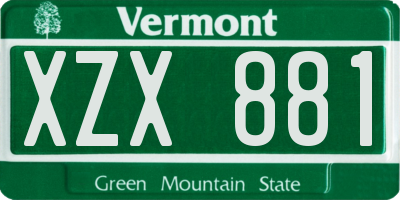 VT license plate XZX881