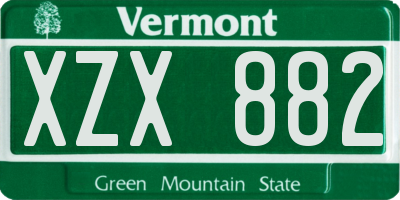 VT license plate XZX882